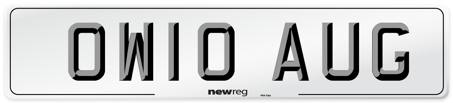 OW10 AUG Number Plate from New Reg